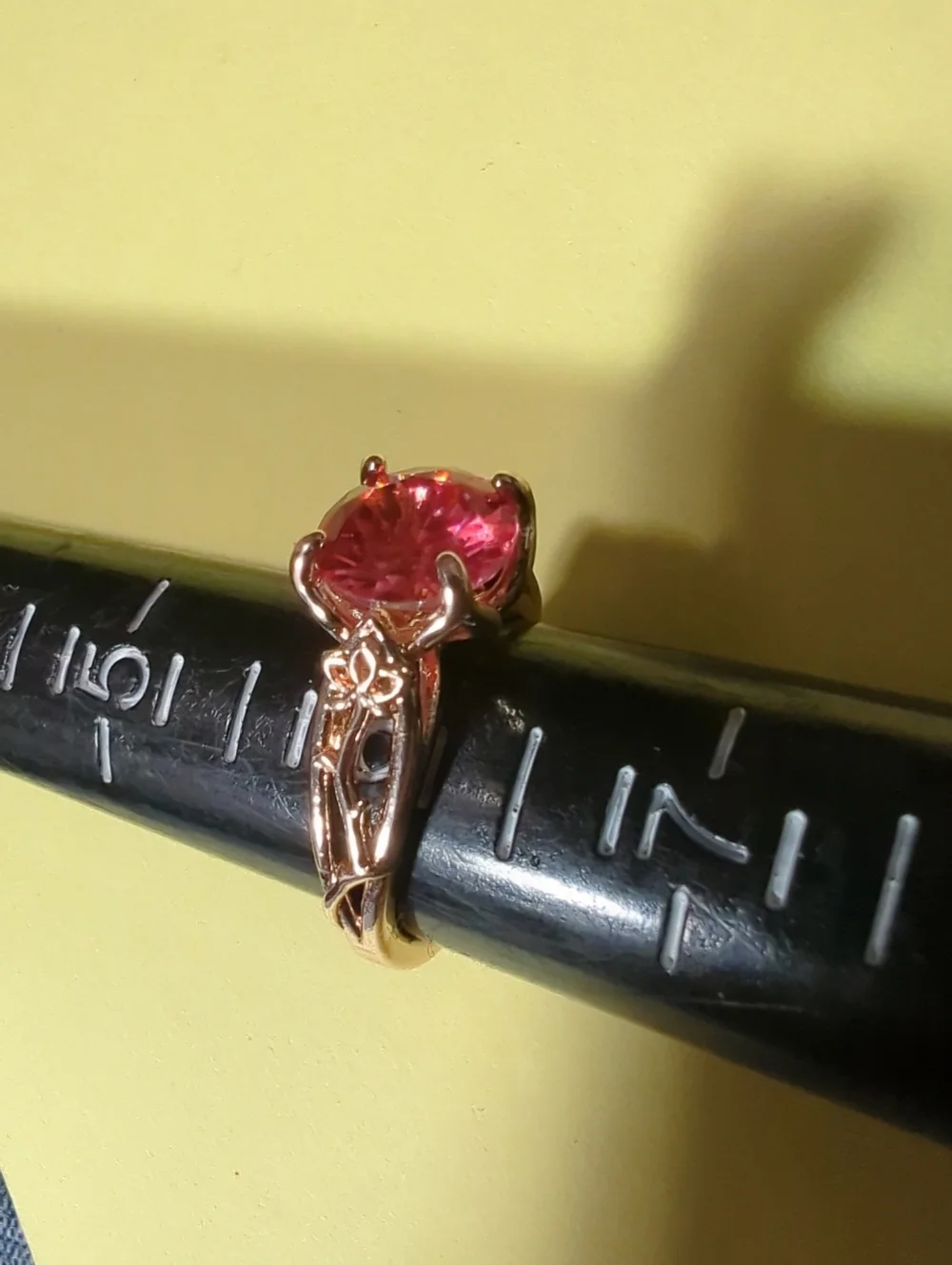 Rose Gold Plated Pink Mystic Topaz Vine Flower Retro Ring Size 6 NWT